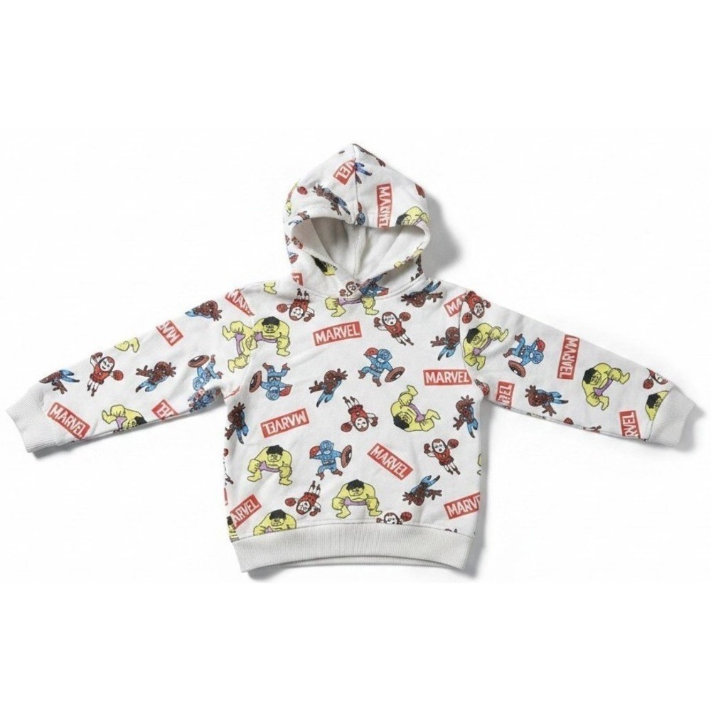 Marvel Super Heroes Boys Hoodie Size 4T White All Over Print Hooded Sweatshirt